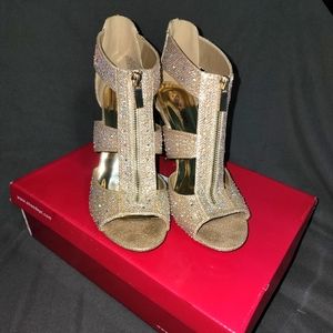 Gold Silver Slipper Heels - 9